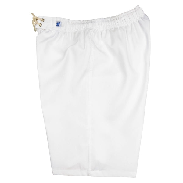 "A Solid" (White) Women's Elastic Waist Swim Board Shorts. REGULAR Rise + 11" Inseam - Board Shorts World Outlet