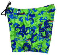 "Limelight" (Green) 5" Back Pocket Women's Board/Swim Shorts - Board Shorts World Outlet