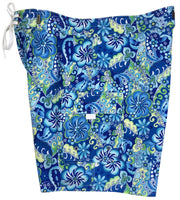 "Lucy in the Sky" (Blue) Mens Double Cargo Board Shorts - Retro Shortie - 5" - Board Shorts World Outlet