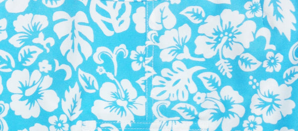 "Pure Hibiscus Too" (Sky Blue) 7" Women's Cargo + Back Pocket Board Shorts - Board Shorts World Outlet