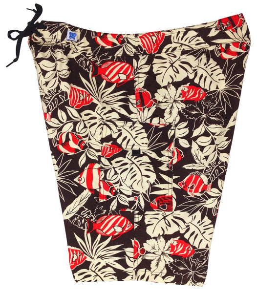 "School Life" (Brown) Women's Board/Swim Shorts - 10.5" - Board Shorts World Outlet