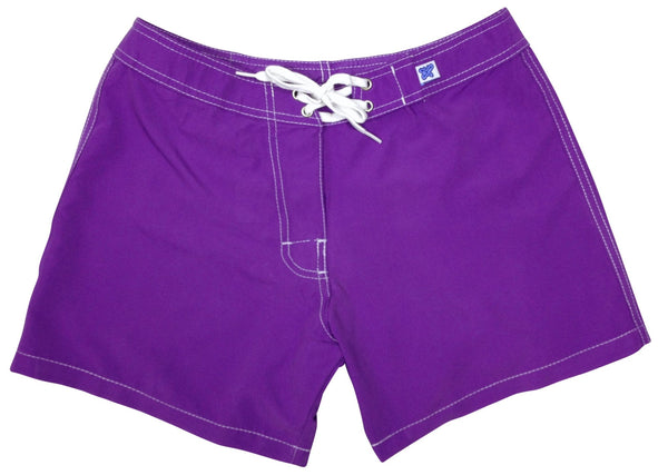 Solid 5" Women's Back Pocket Board Shorts (Grape) - Board Shorts World Outlet