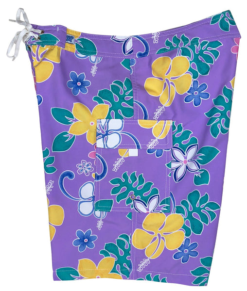 "Spring Fling" (Purple) Women's Board/Swim Shorts - 10.5" - Board Shorts World Outlet