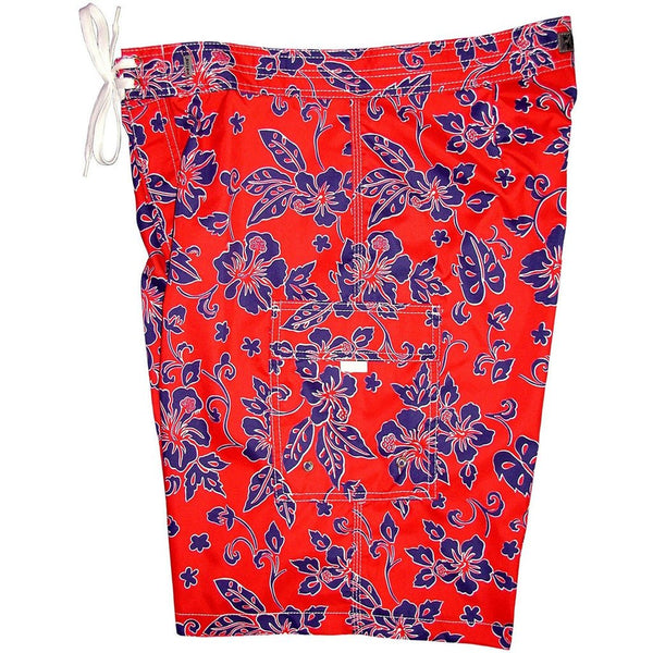 "Warming Trend" (Red+Blue) 20"-27" Double Cargo Pocket Men's Board Shorts - Board Shorts World Outlet