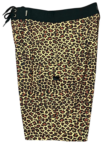 "Wild Weekend" Cheetah (Brown) 20"-27" Double Cargo Pocket Men's Board Shorts - Board Shorts World Outlet