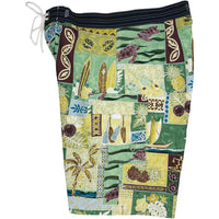 "3 Day Weekend" (Green) 20"-27" Double Cargo Pocket Men's Board Shorts