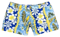 "Bonus Round" (Blue) Womens Board/Swim Shorts - 4"