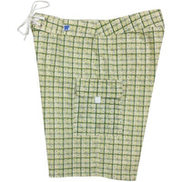 "Jetson" (Green) 100% Cotton Womens Board/Swim Shorts - 10.5" - Board Shorts World Outlet