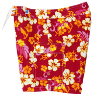 "Memory Lane" 7" Womens Cargo + Back Pocket Board Shorts (Pink) - Board Shorts World Outlet