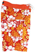 "Pina Colada" (Orange) Boys + Girls Board Shorts. 8" Inseam / 18.5" Outseam - Board Shorts World Outlet