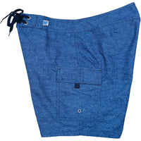 Solid Denim Blue 7" Womens Cargo + Back Pocket Board Shorts - Board Shorts World Outlet